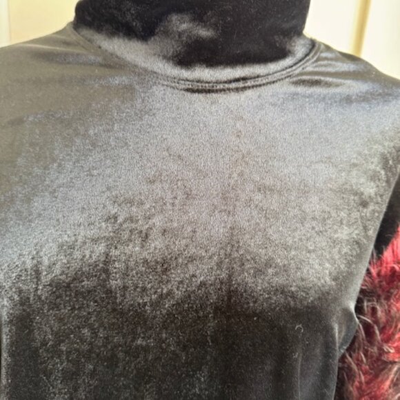 RARE Vintage 90s LIP SERVICE Velvet Top with Burgundy Faux Fur Sleeves Size L - Picture 10 of 11